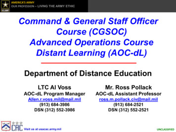 Command & General Staff Officer Course (CGSOC . - United States Army