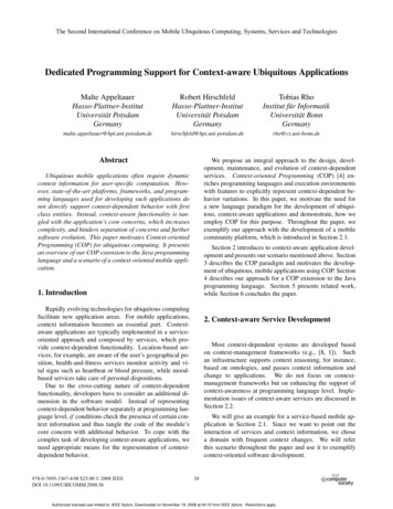 Dedicated Programming Support For Context-Aware Ubiquitous Applications