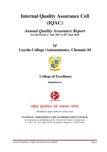 Internal Quality Assurance Cell (IQAC) - Loyola College
