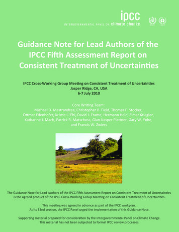 Guidance Note For Lead Authors Of The - IPCC