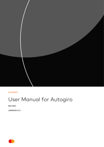 AUTOGIRO User Manual For Autogiro - Mastercard Payment Services