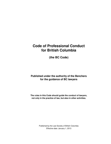 Code Of Professional Conduct For BC: July 2021