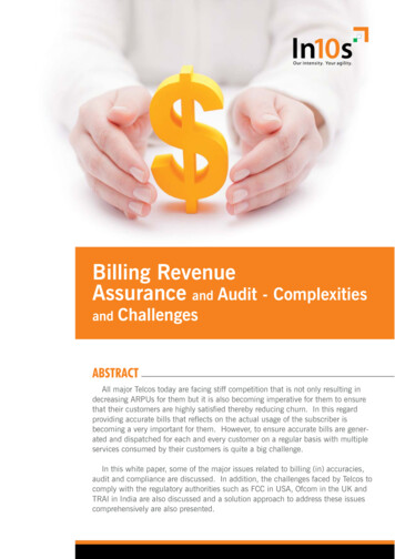 Billing Revenue Assurance Audit - Complexities Challenges