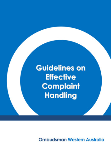 Guidelines On Efective Complaint Handling - Ombudsman