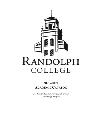 2020-2021 ACADEMIC CATALOG - Randolph College