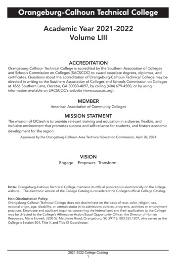 Academic Year 2021-2022 Volume LIII - Orangeburg-Calhoun Technical College
