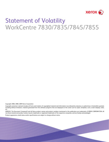 Statement Of Volatility WorkCentre 7830/7835/7845/7855 - Xerox