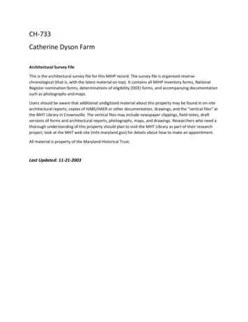 CH-733 Catherine Dyson Farm - Maryland Historical Trust