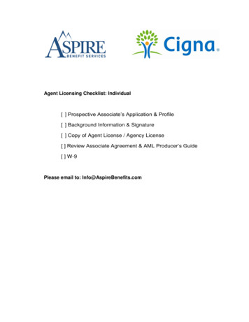 Agent Licensing Checklist: Individual - Aspire Benefits
