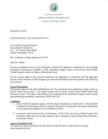 Evaluation Dated December 14, 2015 Of The Certificate Of Need