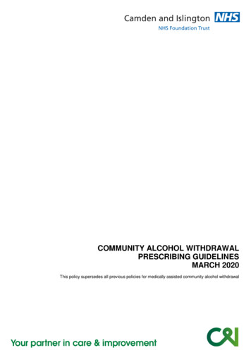 Community Alcohol Withdrawal Prescribing Guidelines March 2020