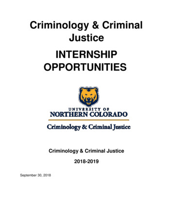 Criminology & Criminal Justice INTERNSHIP OPPORTUNITIES - Greeley Colorado