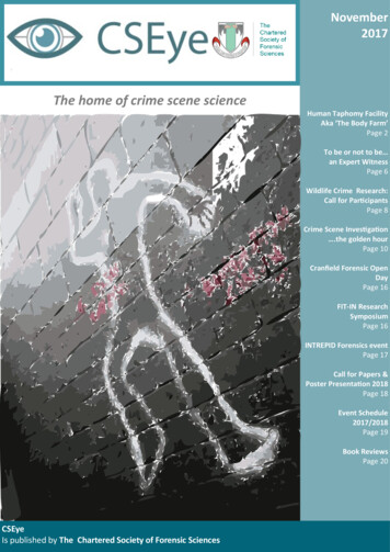 The Home Of Crime Scene Science - The Chartered Society Of Forensic .