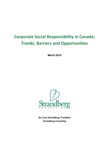 Corporate Social Responsibility In Canada: Trends, Barriers And .