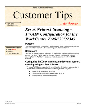 Xerox Network Scanning - TWAIN Configuration For The WorkCentre 7328 .