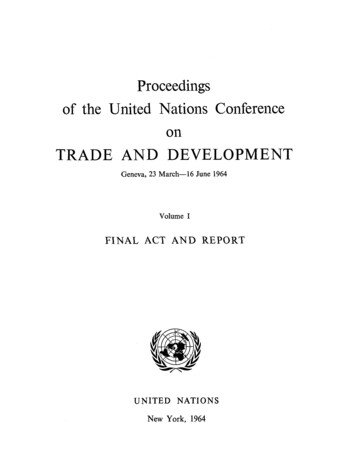 Proceedings Of The United Nations Conference On TRADE AND DEVELOPMENT