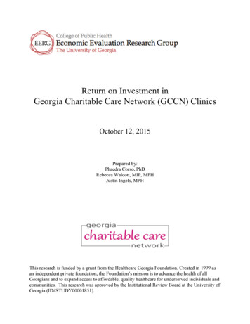 Return On Investment In Georgia Charitable Care Network . - GC CODEC
