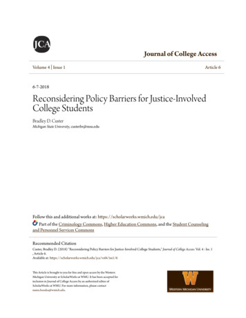 Reconsidering Policy Barriers For Justice-Involved College Students