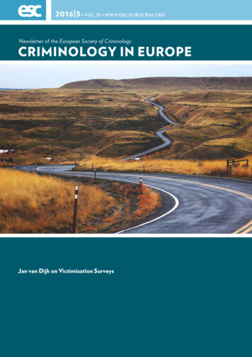 European Society Of Criminology CRiminology In EuRoPe