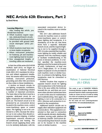 NEC Article 620: Elevators, Part 2 - Home - Elevator Books