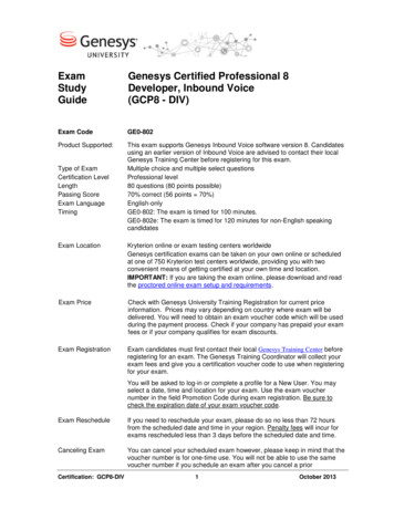 Exam Genesys Certified Professional 8 Study Developer, Inbound Voice .