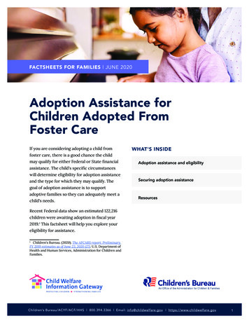 Adoption Assistance For Children Adopted From Foster Care