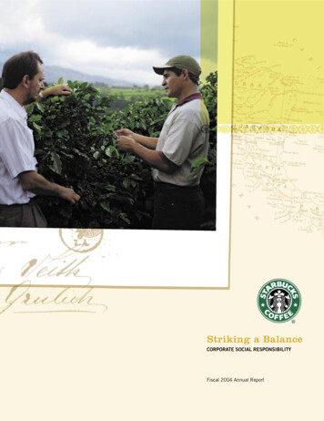 Striking A Balance - Starbucks Coffee Company