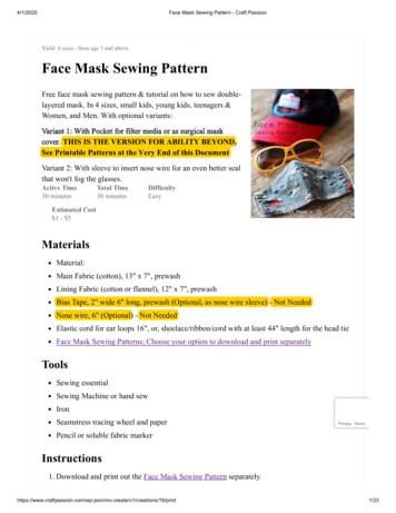 Yield: 4 Sizes - From Age 3 And Above Face Mask Sewing Pattern