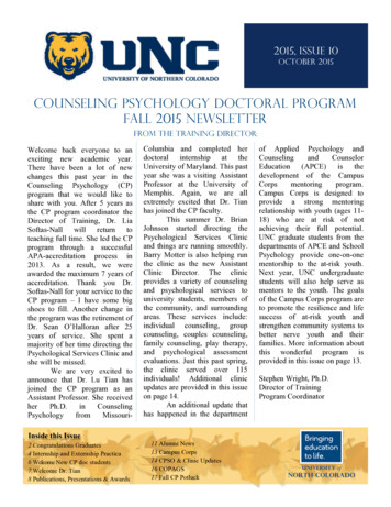 Counseling Psychology Doctoral Program Fall 2015 Newsletter