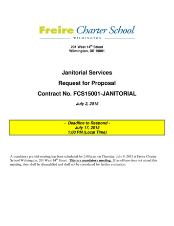 Janitorial Services Request For Proposal Contract No. FCS15001-JANITORIAL
