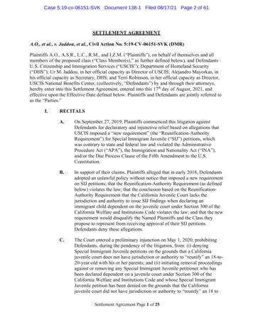 Filed Settlement Agreement A.O., Et Al., V. Jaddou, Et Al., Civil .