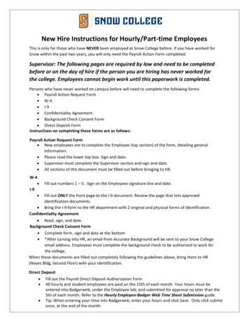 New Hire Instructions For Hourly/Part-time Employees