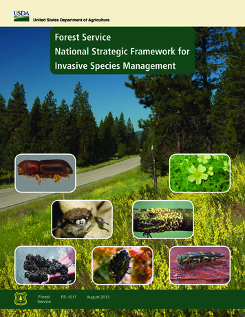 Forest Service National Strategic Framework For Invasive Species .