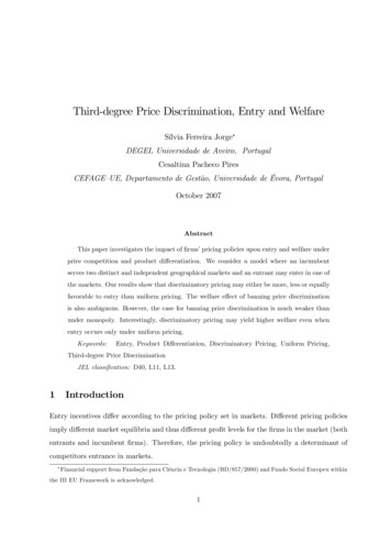 Third-degree Price Discrimination, Entry And Welfare - ULisboa