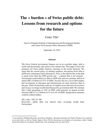 The « Burden » Of Swiss Public Debt: Lessons From Research And Options .