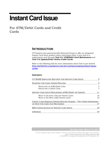Instant Card Issue - CU*Answers