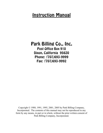 Instruction Manual Park Billing Co., Inc.