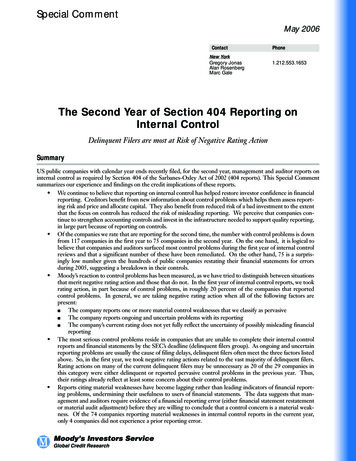 The Second Year Of Section 404 Reporting On Internal Control - CARE