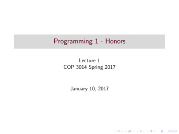 Programming 1 - Honors - Florida State University