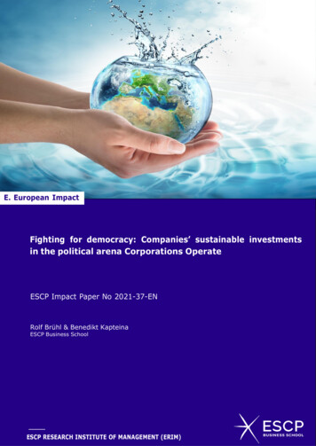 Fighting For Democracy: Companies' Sustainable Investments In The .