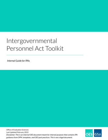 Intergovernmental Personnel Act Toolkit - GSA