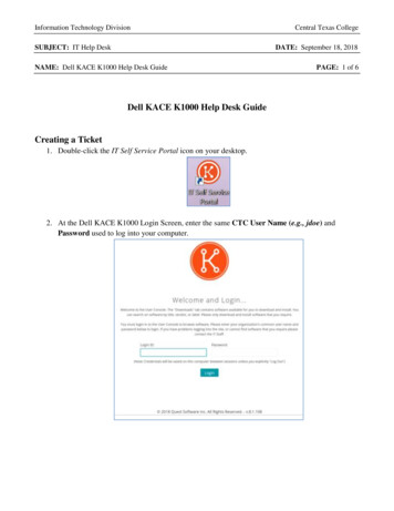 Dell KACE K1000 Help Desk Guide Creating A Ticket