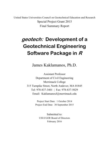 Geotech: Development Of A Geotechnical Engineering Software Package In R