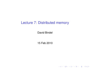 Lecture 7: Distributed Memory