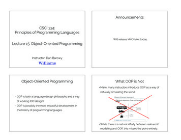 Announcements CSCI 334: Principles Of Programming Languages Lecture 15 .