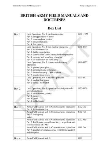 BRITISH ARMY FIELD MANUALS AND DOCTRINES Box List DRAFT