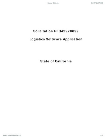 Solicitation RFQ42970899 Logistics Software Application State Of California
