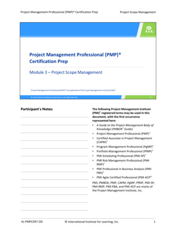 Project Management Professional (PMP) Certification Prep Project Scope .
