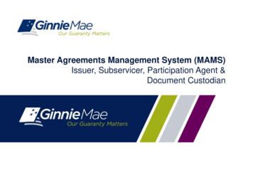 Master Agreements Management System (MAMS) Issuer, Subservicer .