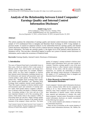 Analysis Of The Relationship Between Listed Companies Earnings Quality .